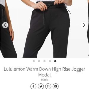 Great condition warm down joggers lululemon - modal